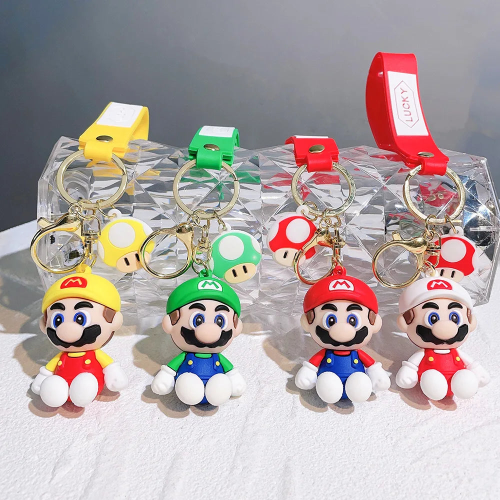 19 Styles Anime Keychain Mario Bros Luigi Toad Bowser Action Figure Model PVC Cartoon Bag Doll Pendant Toys Gift Beauty World Shop