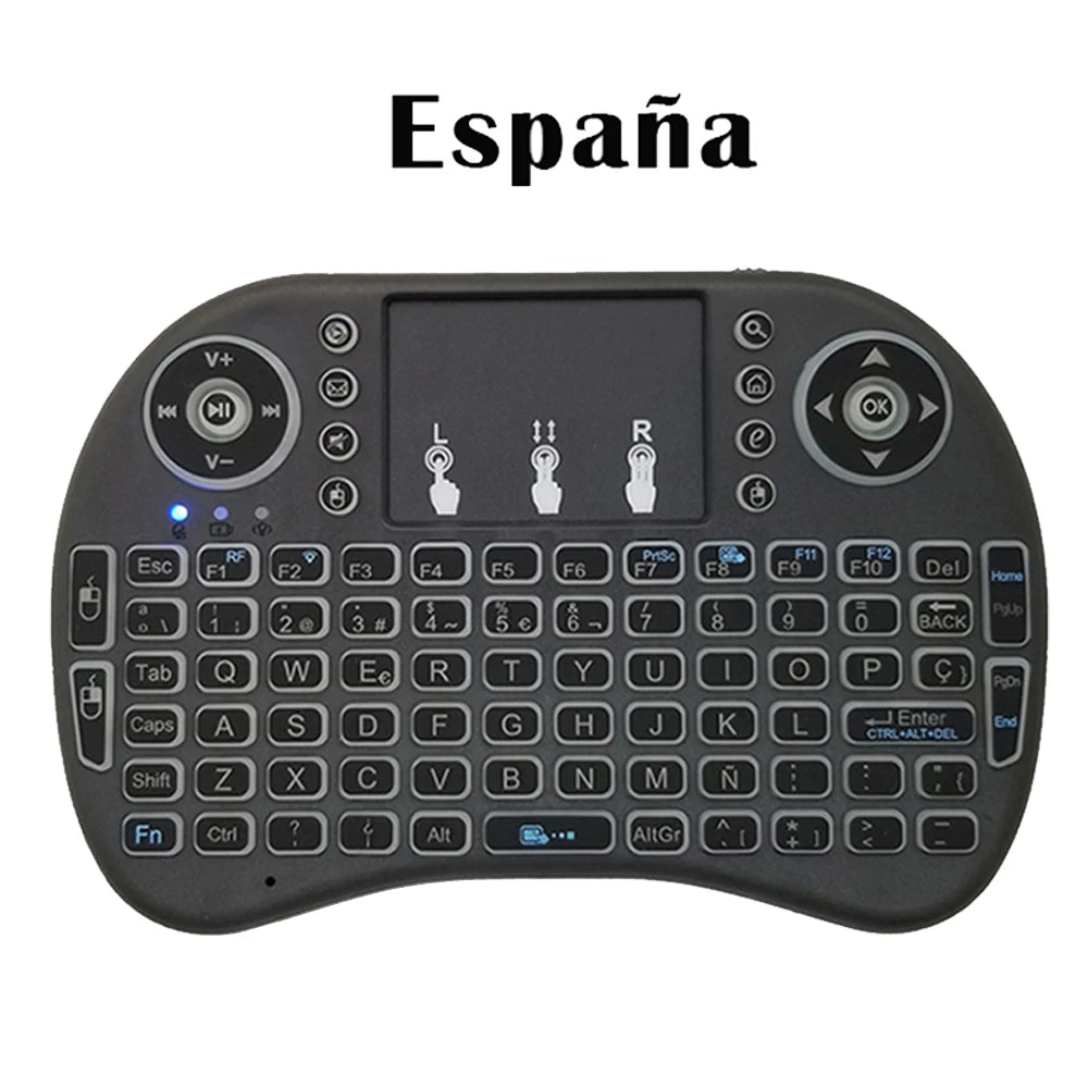 2.4G Air Mouse with Touchpad Keyboard i8 Arabic French Spanish Russian Backlit Mini Wireless Keyboard for PC Android TV Box Beauty World Shop