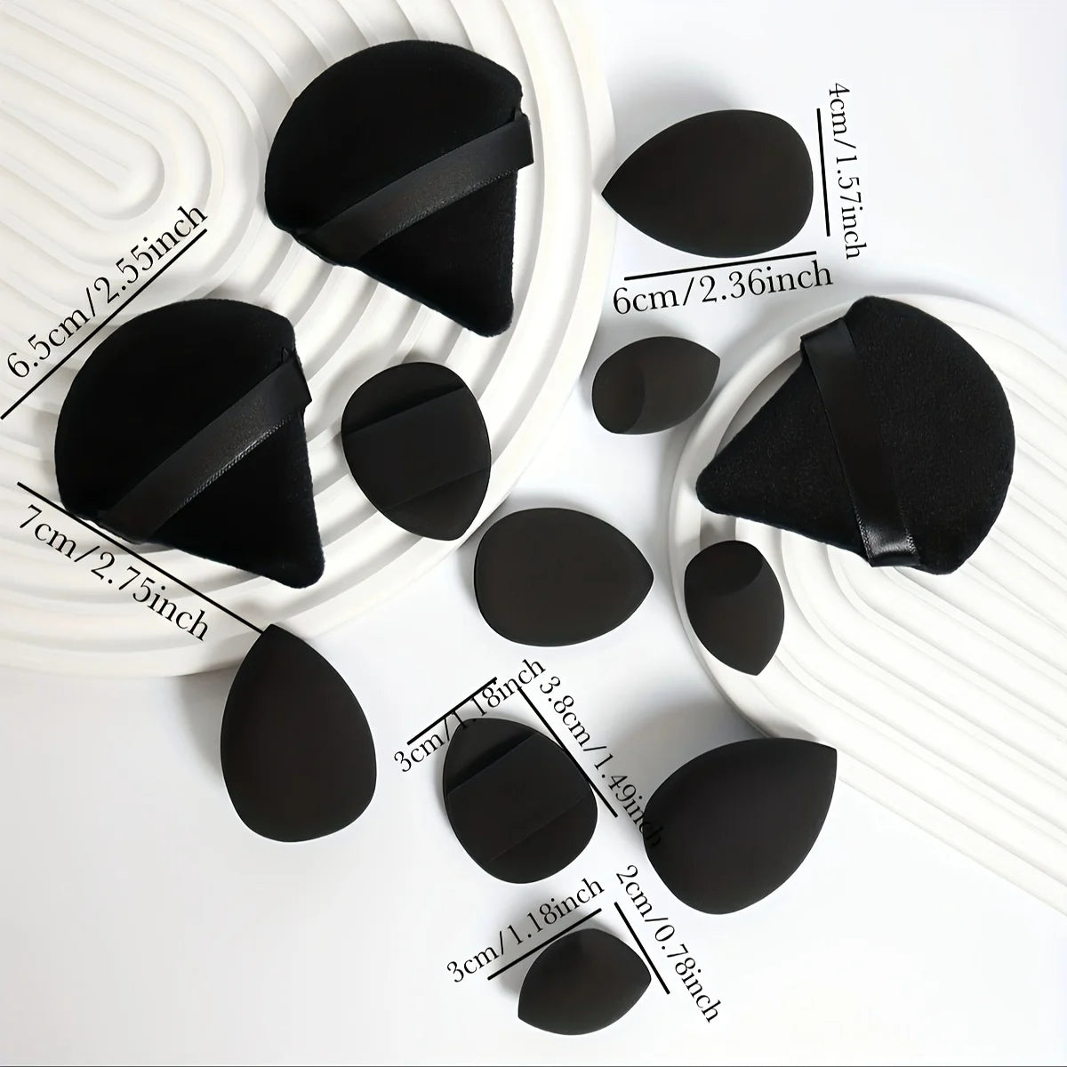 12-Piece All-Purpose Makeup Sponge Set, Made of 3 Loose Powder Puffs, 3 Mini Air Cushion Puffs, 3 Beauty Eggs and 3 Mini Beauty Beauty World Shop