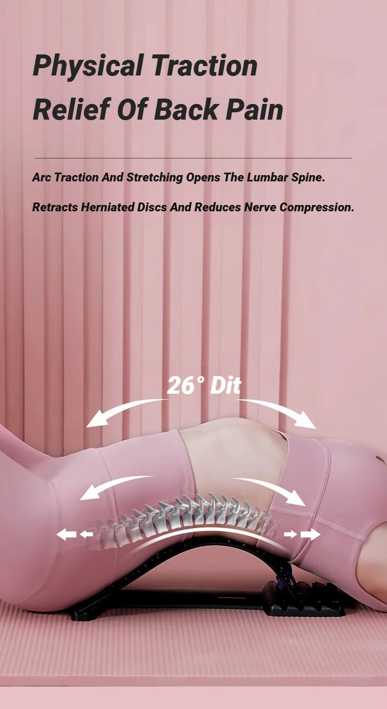 Back Stretcher Multi-Level Adjustable Massager Waist Neck Fitness Lumbar Cervical Spine Support Soothing Device Stretching Yoga Beauty World Shop