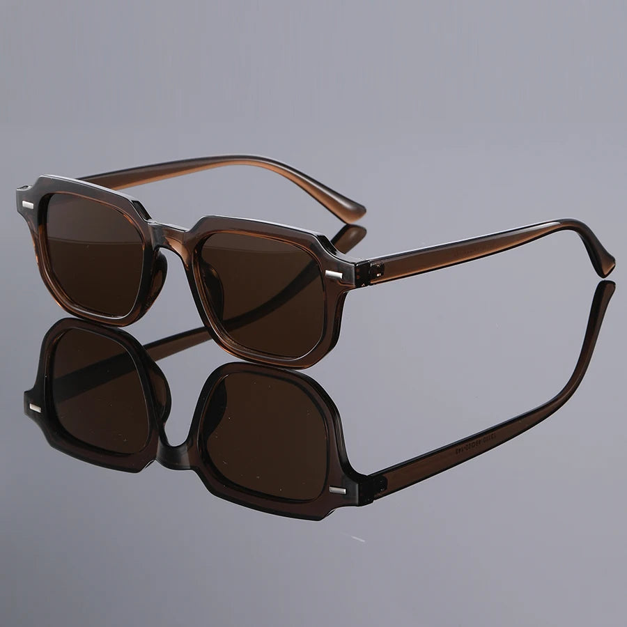 1Pc Men's Fashion Glasses New Trendy Square Frame Retro Rivet Y2K Music Festival Cool Street Style Decoration Suitable for Daily Beauty World Shop