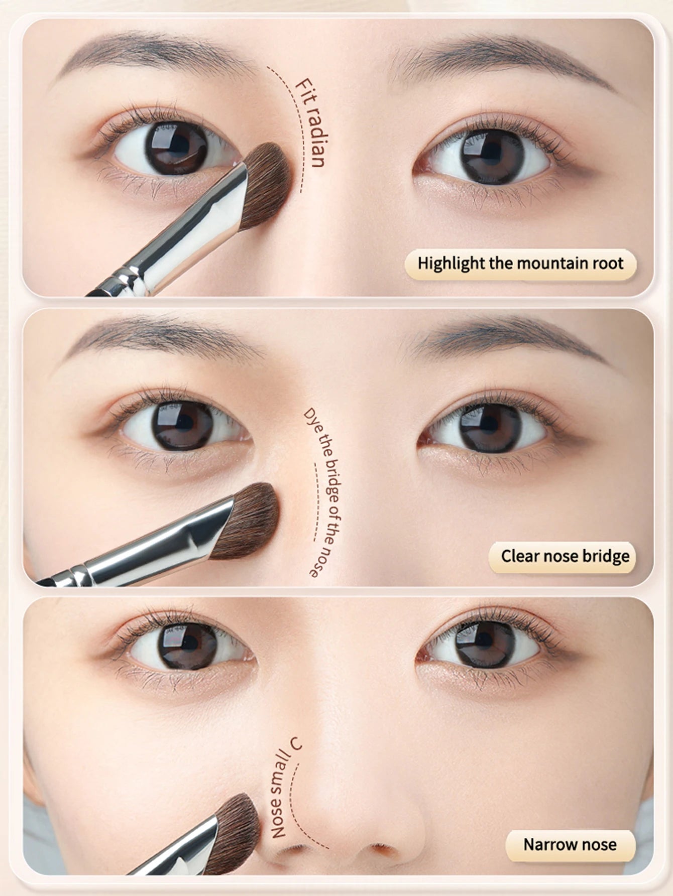 2PCS Cangzhou Sickle Nose Shadow Brush for Sculpting, Nose Wing Halo Dyeing, Super Soft Makeup Brush, Diagonal Nose Brush Tool Beauty World Shop