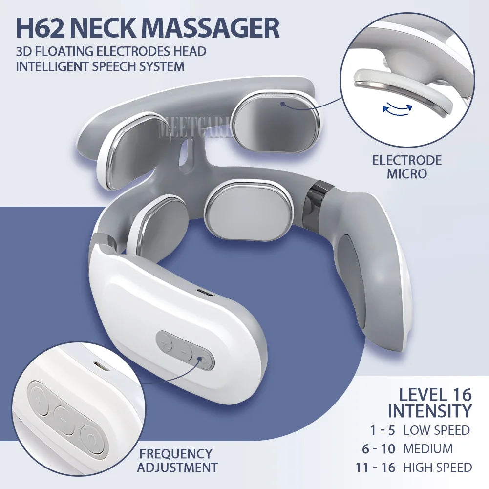 TENS Pulse Back Neck Massage Wireless Smart Sholder Cervical Massager Heating Muscle Punch Beating Health Care Tool