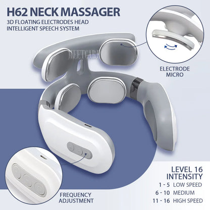 TENS Pulse Back Neck Massage Wireless Smart Sholder Cervical Massager Heating Muscle Punch Beating Health Care Tool