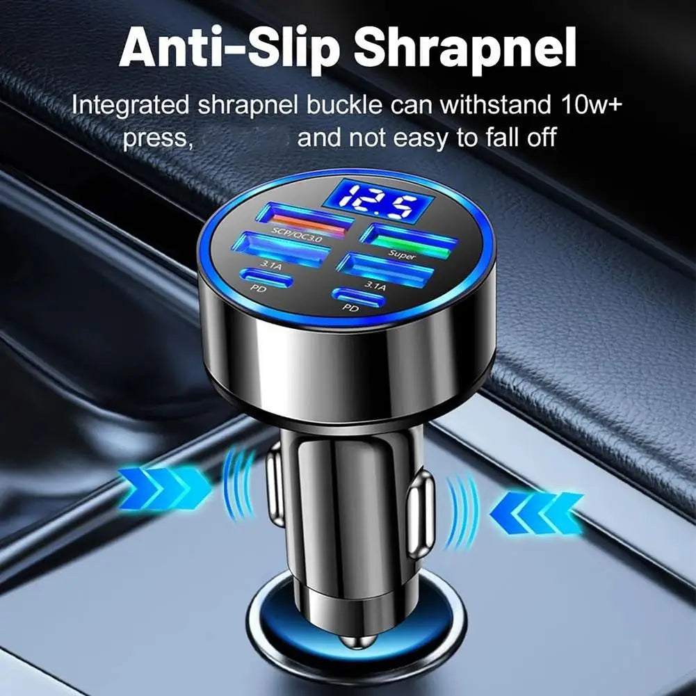 300W PD Car Charger QC3.1 Fast Charge 4USB+2PD ports Car Cigarette Lighter Plug Car Charger Flash Charge with Digital Display Beauty Trend Shop