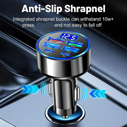 300W PD Car Charger QC3.1 Fast Charge 4USB+2PD ports Car Cigarette Lighter Plug Car Charger Flash Charge with Digital Display Beauty Trend Shop