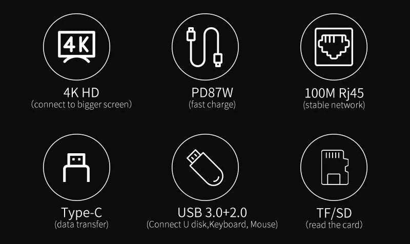 Usb 8 In 1 Type C 3 1 To 4k HdTV Hub Adapter With Sd Tf Rj45 Card Reader Pd Fast Charge For Macbook Notebook Computer Beauty World Shop