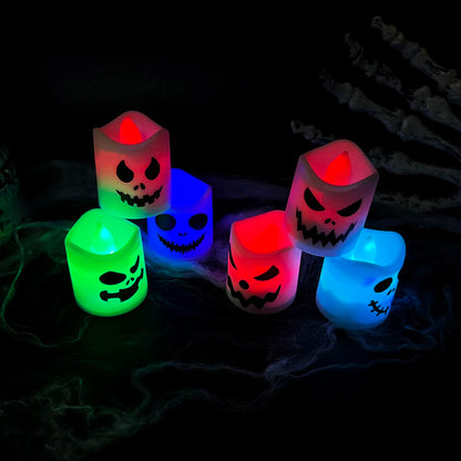 6pcs Halloween Led Ghost Pumpkin Candle Light Glowing Lamp Halloween Party Home Bar Decoration Haunted House Horror Props Beauty World Shop