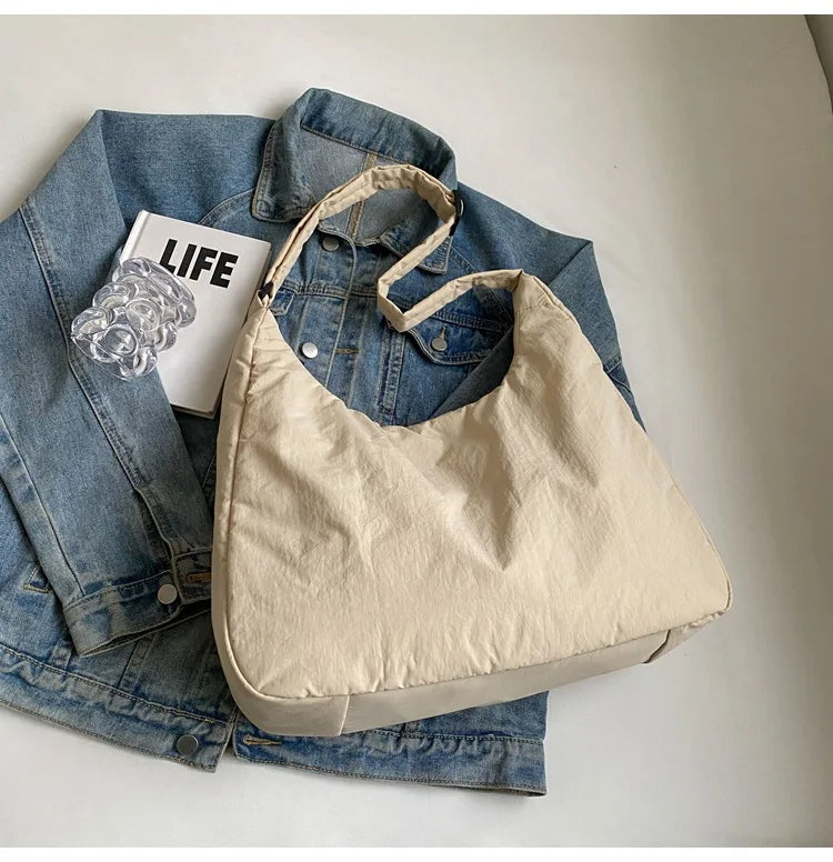 Trendy Women's Soft Cloth Shoulder Bag Solid Color Student 2026 Spring Y2k Casual Style Big Handbags Crossbody Bags for Women Beauty World Shop