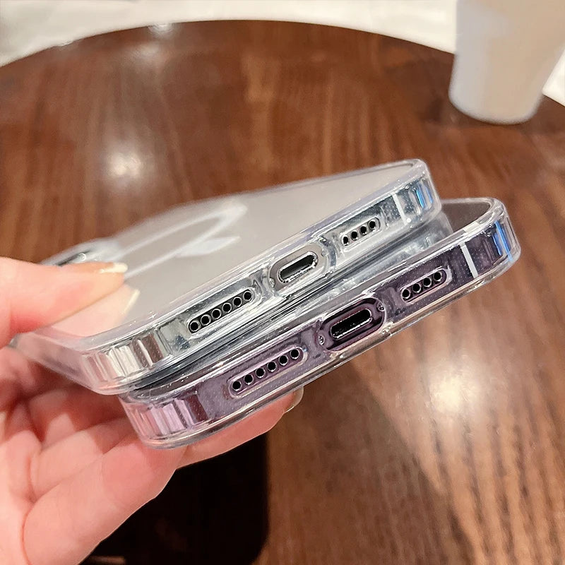 For Magesafe Magnetic Transparent Wireless Charge Case For iPhone 11 12 13 14 15 16 17 Air Pro Max Plus Mini Shockproof PC Cover Beauty World Shop
