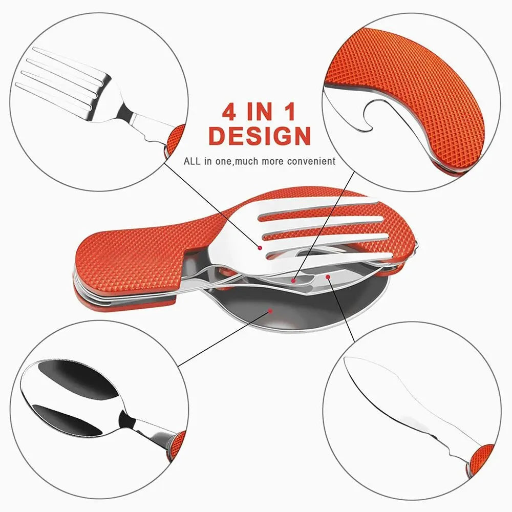 Foldable Camping Utensil Set - Multi-Functional Knife, Fork, Spoon Combo For Outdoor Activities And Sports Camping Picnic Travel Beauty World Shop