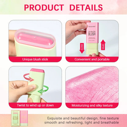 Make Up Functional Blush Stick Easy Color Rouge Blusher Cream Waterproof High Color Rendering Brightening Skin Tone Hot Beauty World Shop