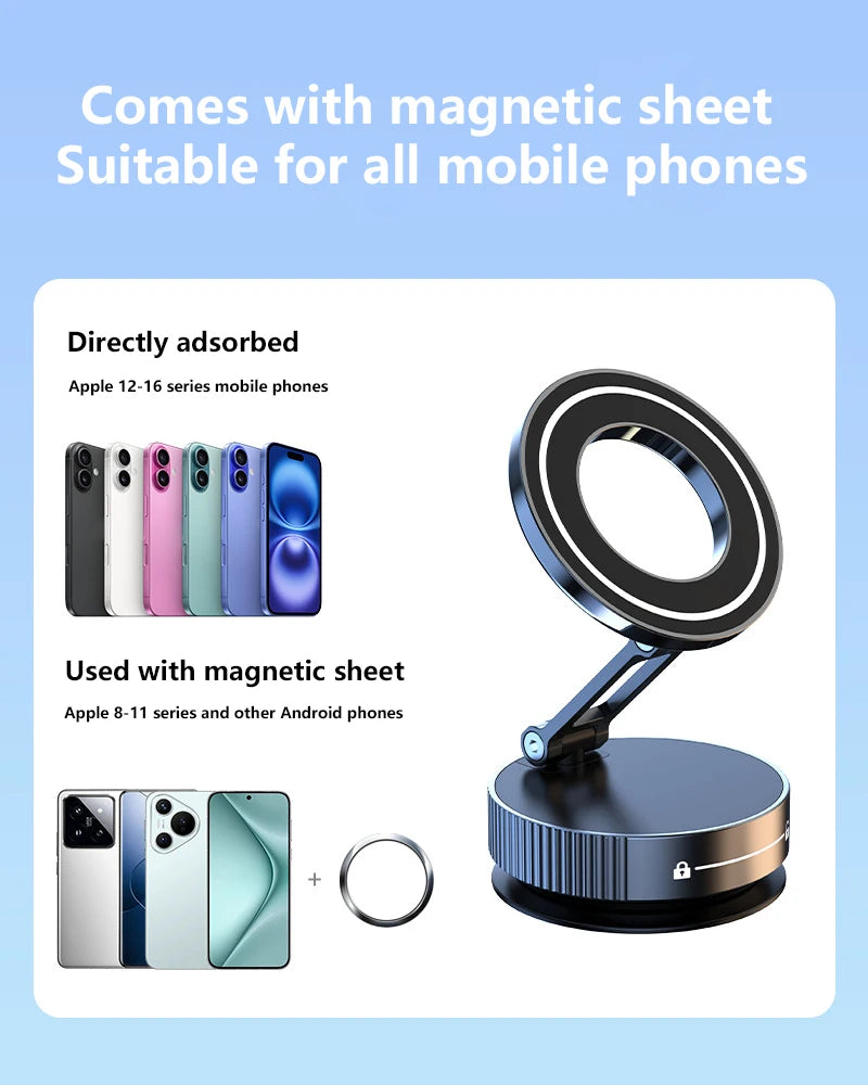 Super Strong Magnetic Phone Holder Foldable Design 360° Adjustable Vacuum Car Mount For Car Desk Bathroom Phone Holder Beauty World Shop