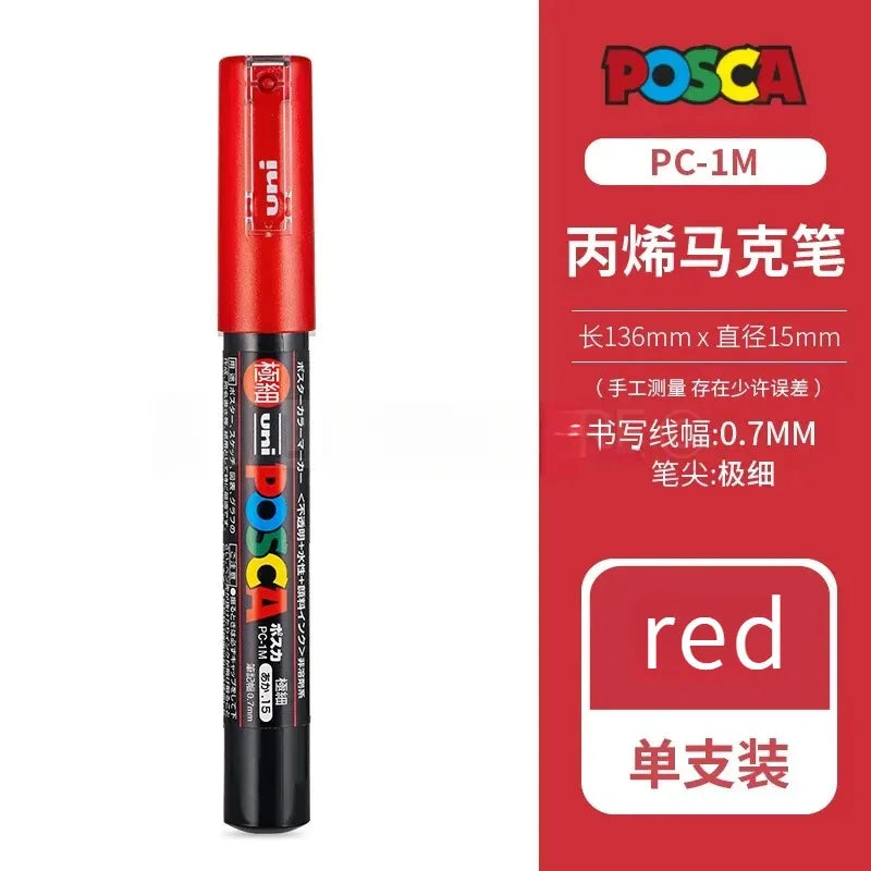 Uni Posca Full Marker PC-1M 3M 5M Multi-Colours Acrylic Permanente Rotulador Poster Graffiti Painting Pen For Fabric Rock Metal Beauty World Shop