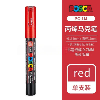 Uni Posca Full Marker PC-1M 3M 5M Multi-Colours Acrylic Permanente Rotulador Poster Graffiti Painting Pen For Fabric Rock Metal Beauty World Shop