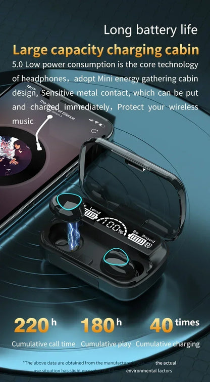 Original M10 Headphones Bluetooth Wireless Earpods Sports Stereo Noise Canceling Headphone Microphone Speaker Caixa De Som Gamer Beauty World Shop