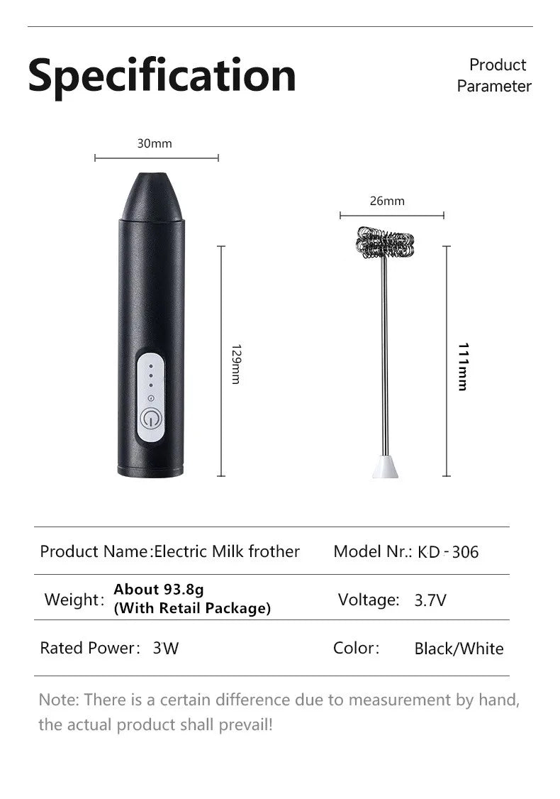 Wireless Milk Frothers Electric Handheld Blender Electrical Mini Coffee Maker Whisk Mixer With USB For Coffee Cappuccino Cream Beauty World Shop