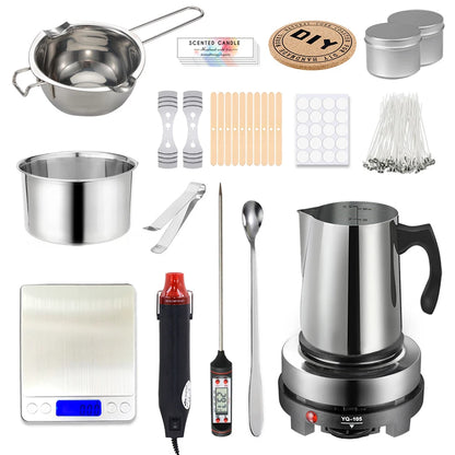 1 Set Candle Making Kit Pouring Pot Candle Making Supplies Tools Kit Diy Handmade Wax Candles with Wax Melting Hot Plate Beauty World Shop