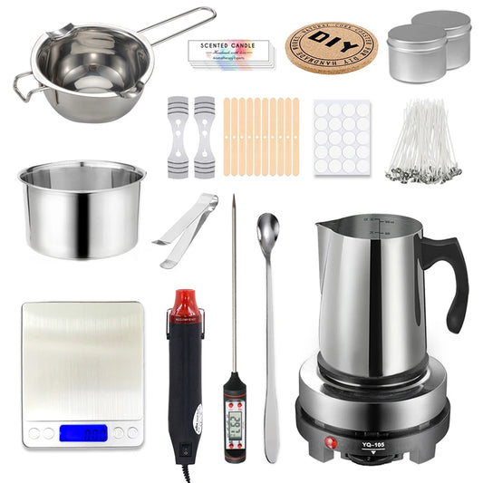 1 Set Candle Making Kit Pouring Pot Candle Making Supplies Tools Kit Diy Handmade Wax Candles with Wax Melting Hot Plate Beauty World Shop