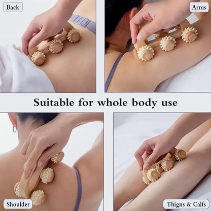 Wooden Massage Roller Tool, Manual Wooden Massager, 1 Pcs Wood Back Massage Roller for Neck Leg Back Deep Tissue Muscle Massage Beauty World Shop