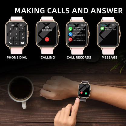 1.83'' Waterproof Smart Watch with Message Answer Call Sleep Monitoring Sports Pedometer Information Alerts For iPhone Android Beauty World Shop