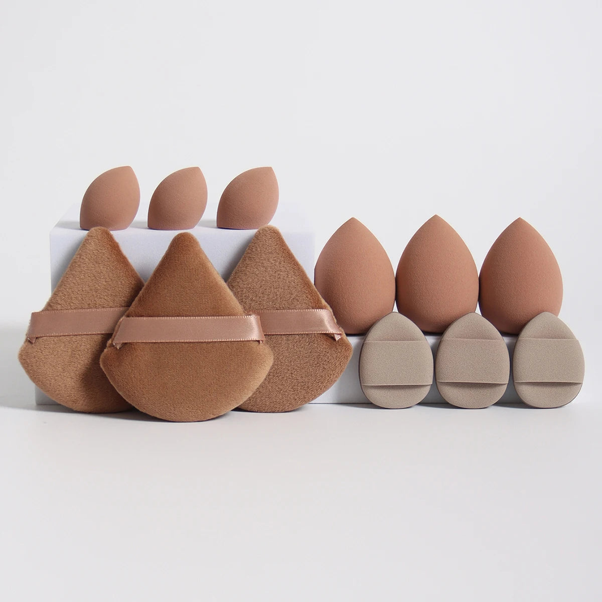 12Pcs All-Purpose Makeup Sponge Set Cosmetic Blender Beauty Eggs Velvet Triangle Powder Puff Finger Puffs Make Up Accessories Beauty World Shop
