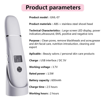 Ultrasonic Face Scrubber Facial Peeling Skin Scrubber Deep Facial Cleaning Spatula Acne Pore Ultrasonic Scrubber Facial Cleanser Beauty World Shop
