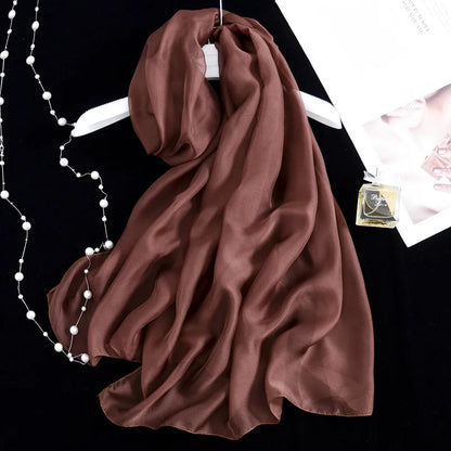Fashion Four Seasons Women Plain Color Thin Soft Beach Thin Silky Georgette Scarf Shawls Long Wraps Beach Sunscreen Hijab Beauty World Shop