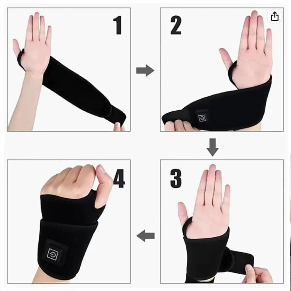 2026 Electrically heated wrist brace with adjustable and breathable black strap for sports and hand joint protection tools  USB Beauty World Shop