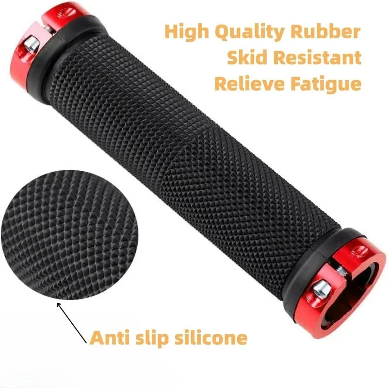 Bicycle Rubber Grips Alloy Lock Non-Slip Rubber Bicycle Handlebar Grips Double Aluminum Lock on Locking Bicycle Handlebar Grips Beauty World Shop