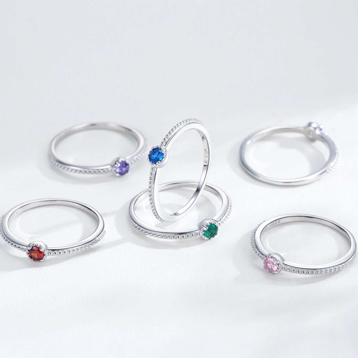 Ailmay 925 Sterling Silver Round Rainbow Zircon Rings For Women Wedding Engagement Party Colored Jewelry Beauty World Shop