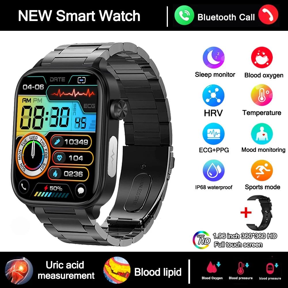 2025 New 24-Hour Health Monitoring Smart Watch Men Uric Acid Blood Lipids Heart Rate Bluetooth Call Smartwatch Women Beauty World Shop