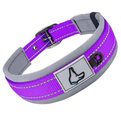 Padded Dog Collars for small Medium large Dogs Reflective Wide Pet Collars Adjustable Heavy Duty Nylon Neoprene Dog Collar Beauty World Shop