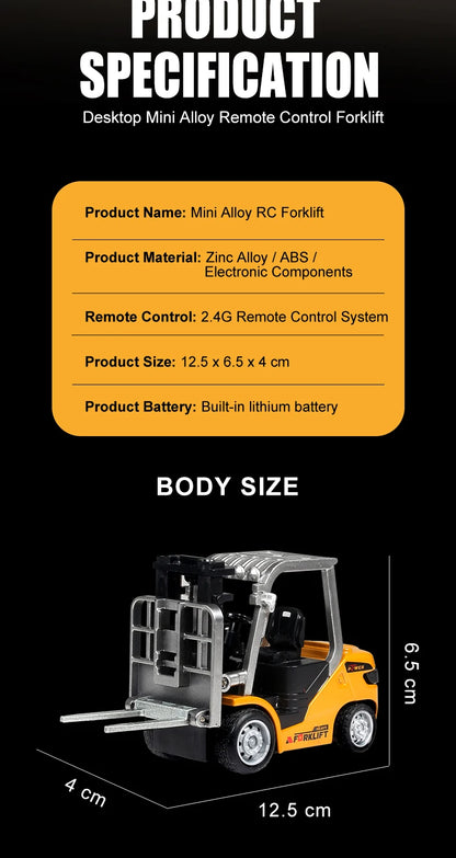 ZWN 1:64 RC Model Car 2.4G Remote Control Excavator Dump Truck Forklift Alloy Plastic Simulation Construction Vehicle Kids Toy Beauty World Shop
