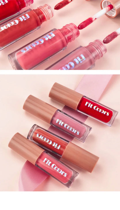Fit Colors Velvet Lip Gloss Set — 4-Piece Non-Transfer, Diamond Finish, Long-Lasting Lip Gloss Collection Beauty Trend Shop