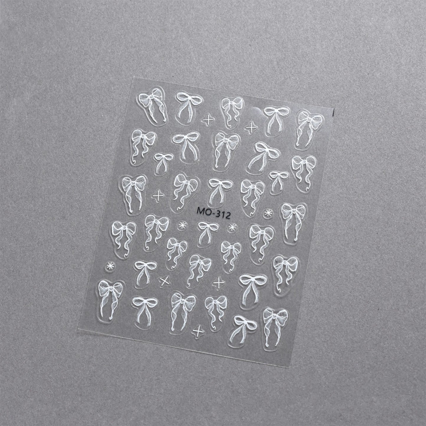 Bowknot Nail Stickers 3D Relief White Ribbon Cute Sweet Pink Self-Adhesive Nail Art Decoration Decals For Nail Tips Manicures Beauty World Shop