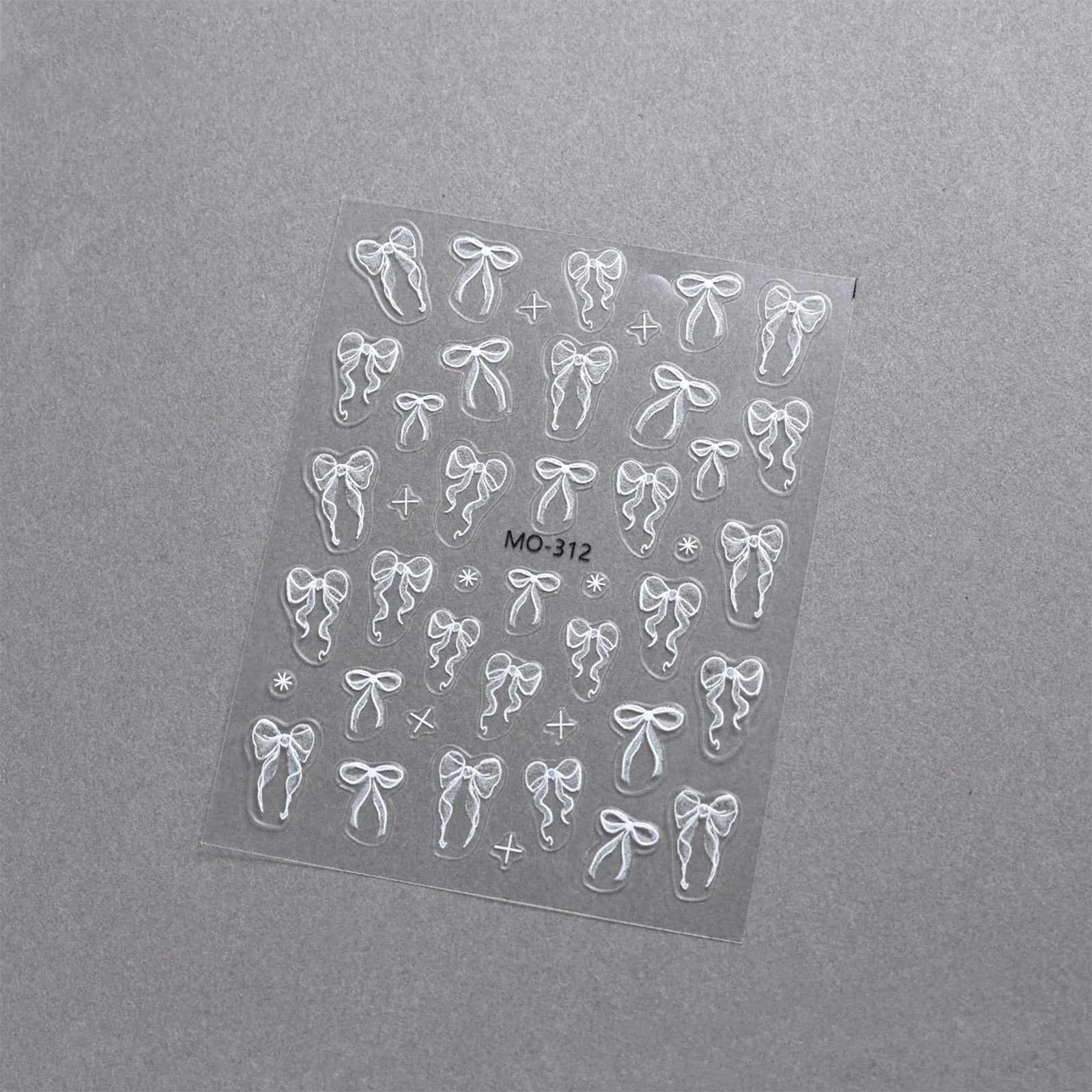 Bowknot Nail Stickers 3D Relief White Ribbon Cute Sweet Pink Self-Adhesive Nail Art Decoration Decals For Nail Tips Manicures Beauty World Shop
