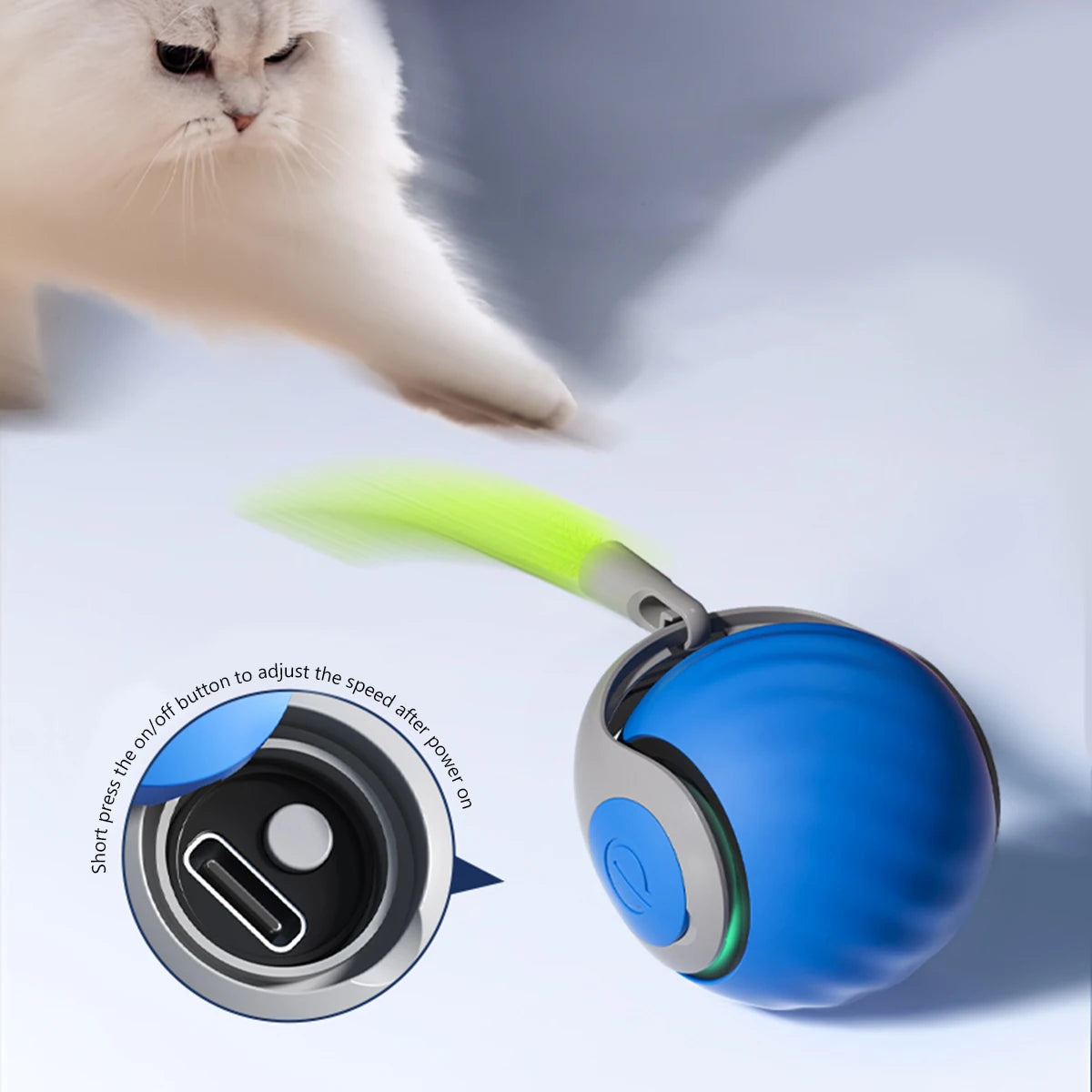 Intelligent Speedy Tail 2.0, Automatic Moving Cat Toy Ball with Tail, Smart Interactive Cat Toy Ball, Two Speed Adjustment Beauty World Shop