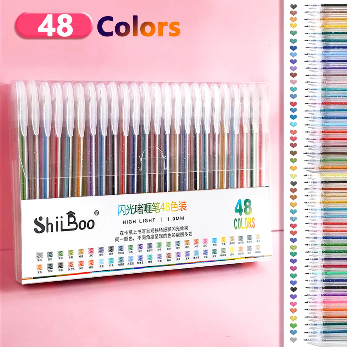 60 Colors Glitter Gel Pen 1.0mm Metal Glitter Color Ballpoint Pen Paper Cardstock Diary Drawing Marking Coloring DIY Art Beauty World Shop