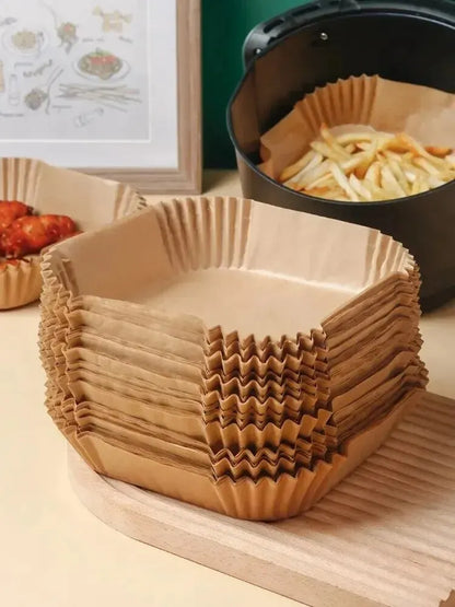 50Pcs Air Fryer Disposable Paper Non-Stick Airfryer Baking Papers Round Air-Fryer Paper Liners Paper Kitchen Accessories Beauty World Shop
