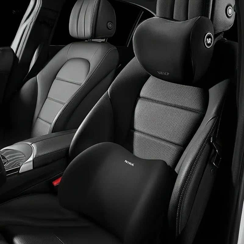 Ergonomic memory foam car seat cushion - suitable for all seasons comfort car headrest - lumbar cushion or headrest or set Beauty World Shop