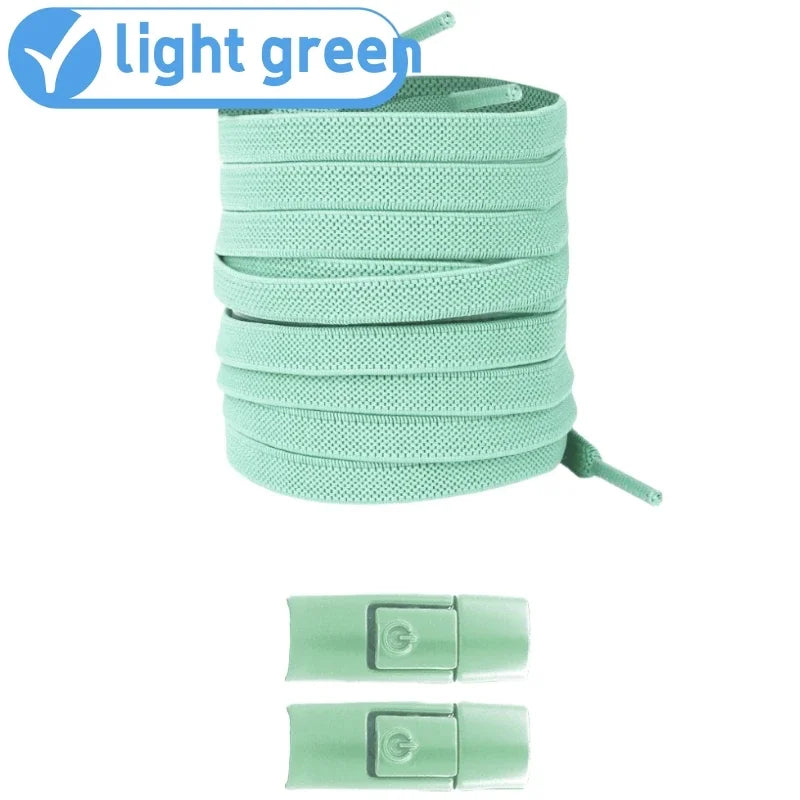 New Without Ties Elastic Laces No Tie Shoe Laces Press Lock Shoelaces Sneaker Kids Adult 8MM Widened Flat Shoelace for Shoes Beauty World Shop