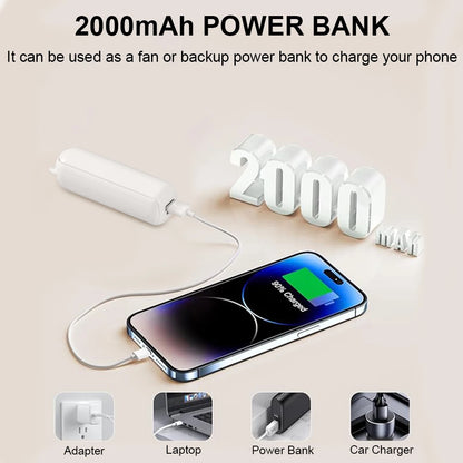 Portable Mini Handheld Fan Small Pocket Fan USB Rechargeable Battery Fan Folding Cooling Hand Fan Mini USB Fan with Power Bank Beauty World Shop
