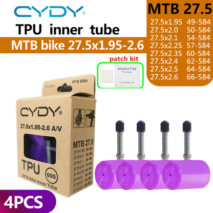 CYDY TPU MTB Bike Inner Tube Camera 29 26 27.5 29x1.95-2.6 Inch Mountain Bicycle Tire Schrader Valve AV pneu 29er Cycling Tube Beauty World Shop