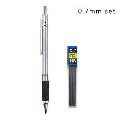 Metal Mechanical Pencil Set with Pencil Grip Leads Art Drawing Student Office Supplies 0.5/0.7/0.9/2.0mm Automatic Pencil Beauty World Shop