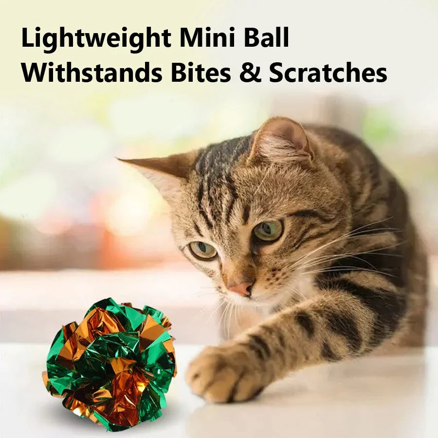 5/10Pcs Crinkle Ball Cat Toys with Crackling Sound & Laser Reflection, Durable Scratch-Resistant Paper Balls for Kittens Beauty World Shop