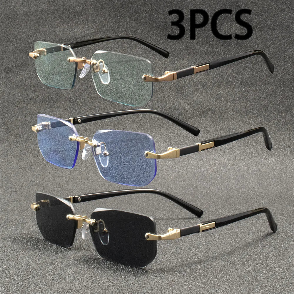 Rimless Sunglasses Rectangle Fashion Popular Women Men Shades Small Square Sun Glasses For Female male Summer Traveling Oculos Beauty World Shop