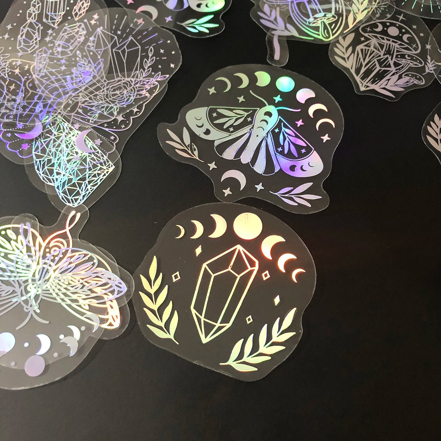 40pcs Holographic Glitter Stickers PET Transparent Shiny Waterproof Decorative Decals For Water Bottles Scrapbooking Laptop Beauty World Shop