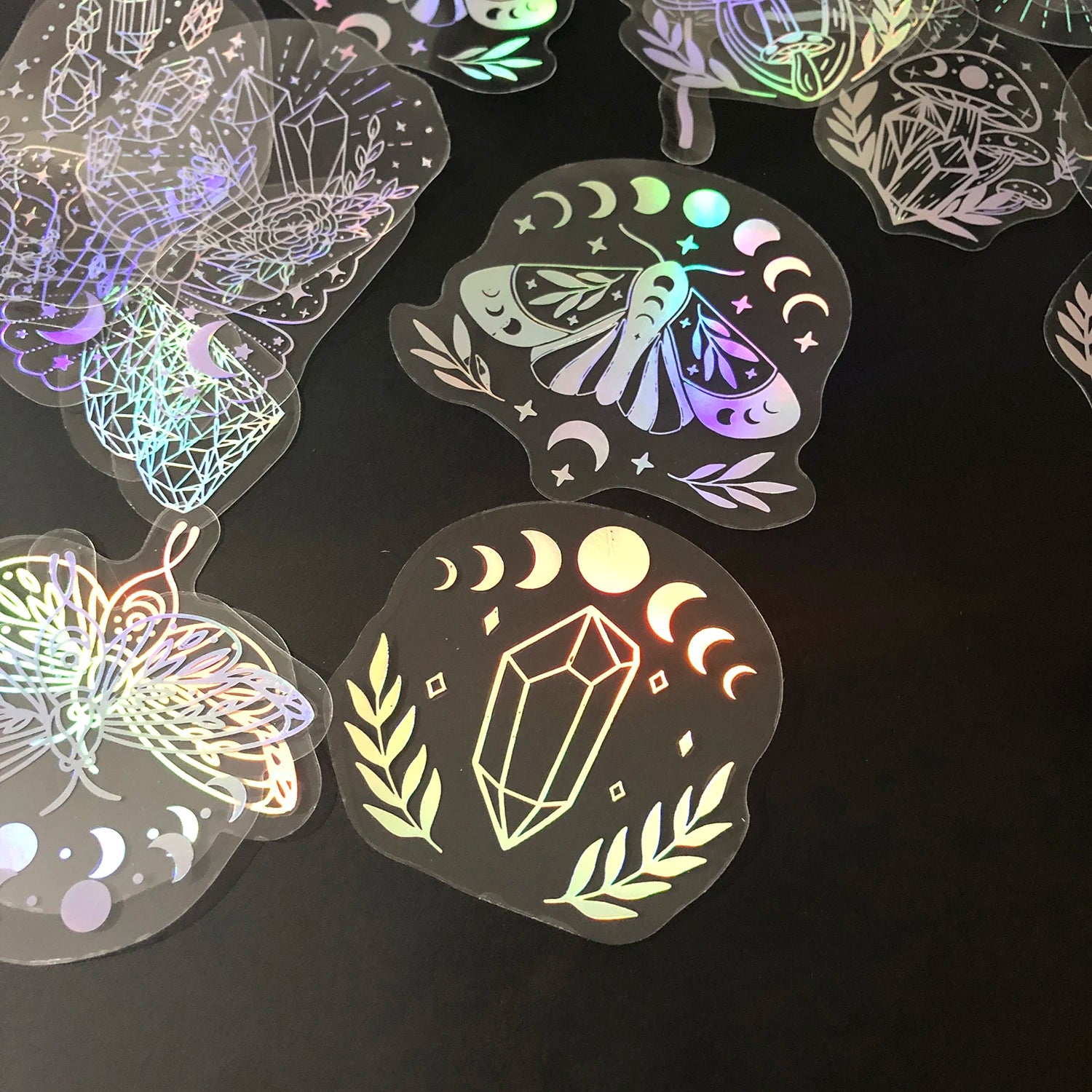40pcs Holographic Glitter Stickers PET Transparent Shiny Waterproof Decorative Decals For Water Bottles Scrapbooking Laptop Beauty World Shop