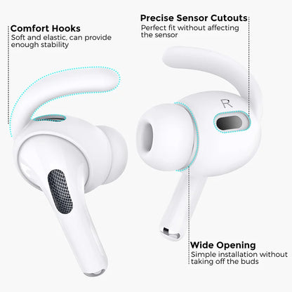 Anti-Slip Silicone Ear Hooks for AirPods Pro 2 | Soft Grip Sporty Eartips, Sweatproof Gym Running Workout Headphones Accessories